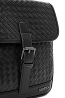Men's Black Braided Messenger Bag | Derimod