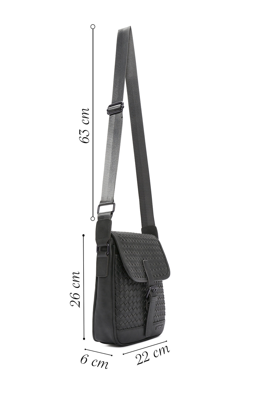 Men's Gray Woven Messenger Bag
