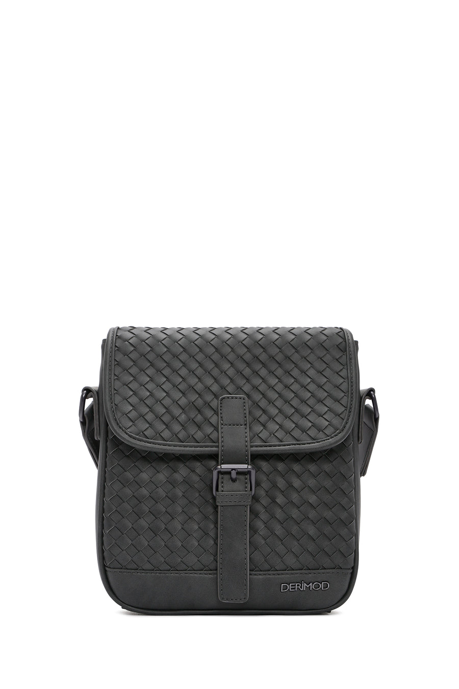 Men's Gray Woven Messenger Bag