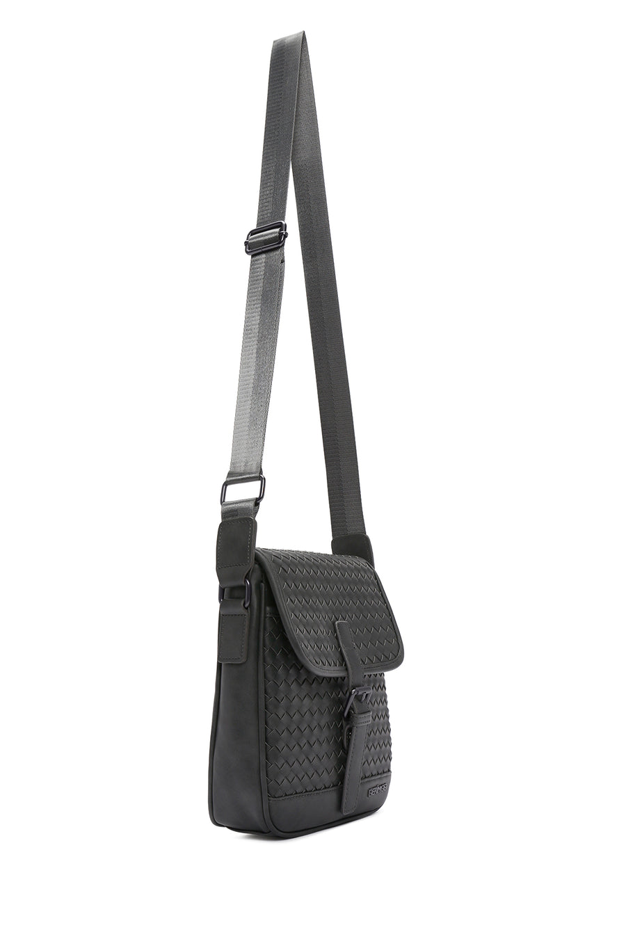 Men's Gray Woven Messenger Bag
