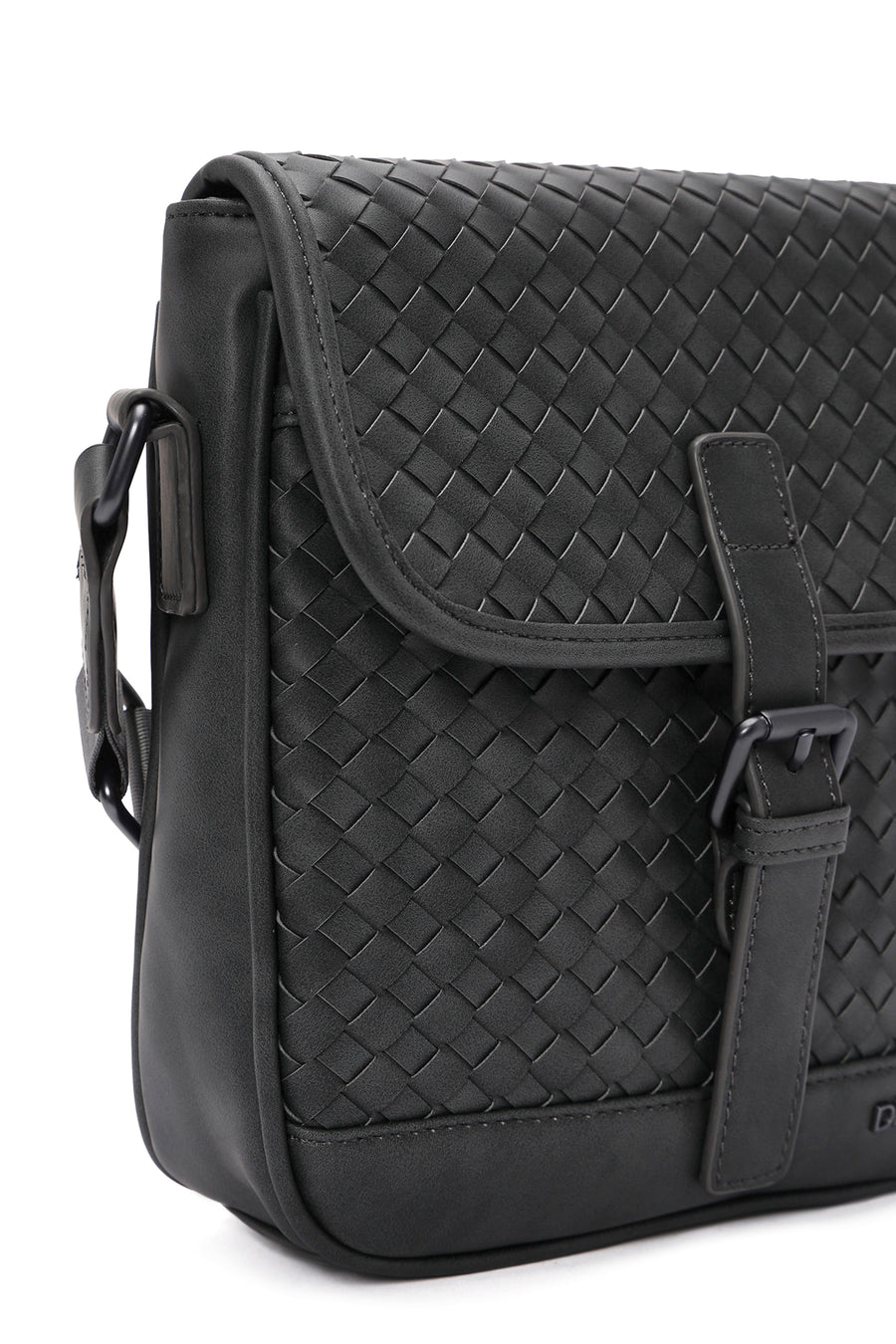 Men's Gray Woven Messenger Bag