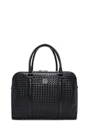 Men's Black Knitted Patterned Briefcase | Derimod