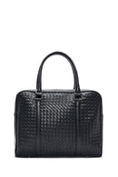 Men's Black Knitted Patterned Briefcase | Derimod