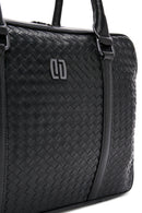 Men's Black Knitted Patterned Briefcase | Derimod