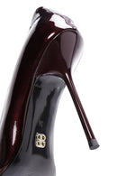 Women's Burgundy Patent Leather High Heel Stiletto | Derimod