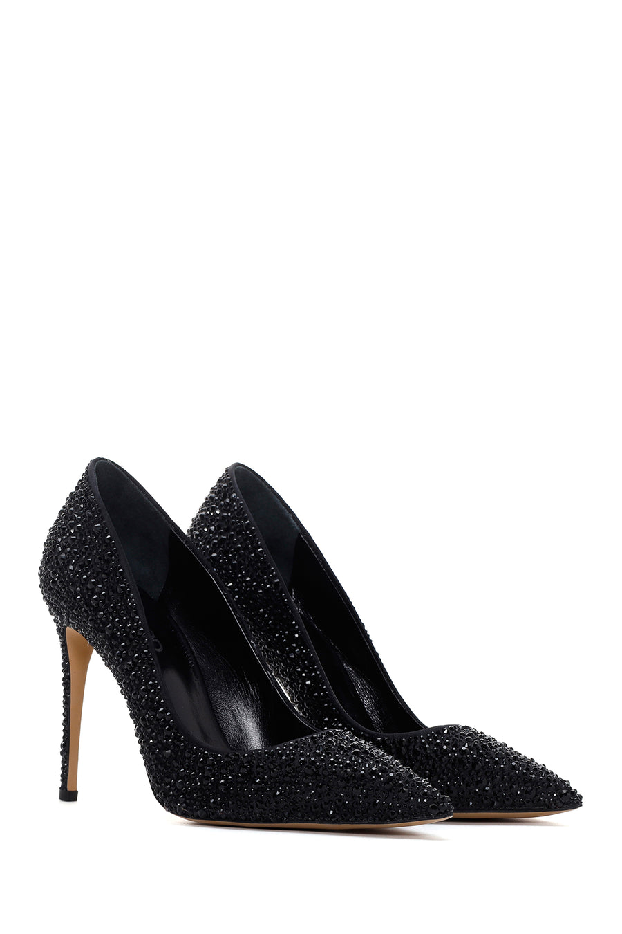 Women's Black Leather Thin High Heel Stiletto
