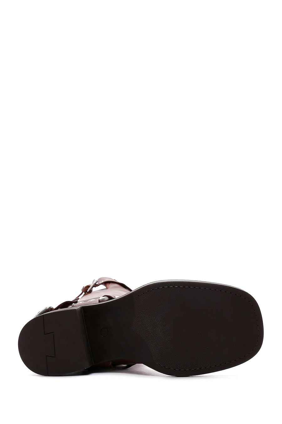 Women's Brown Leather Buckle Boots