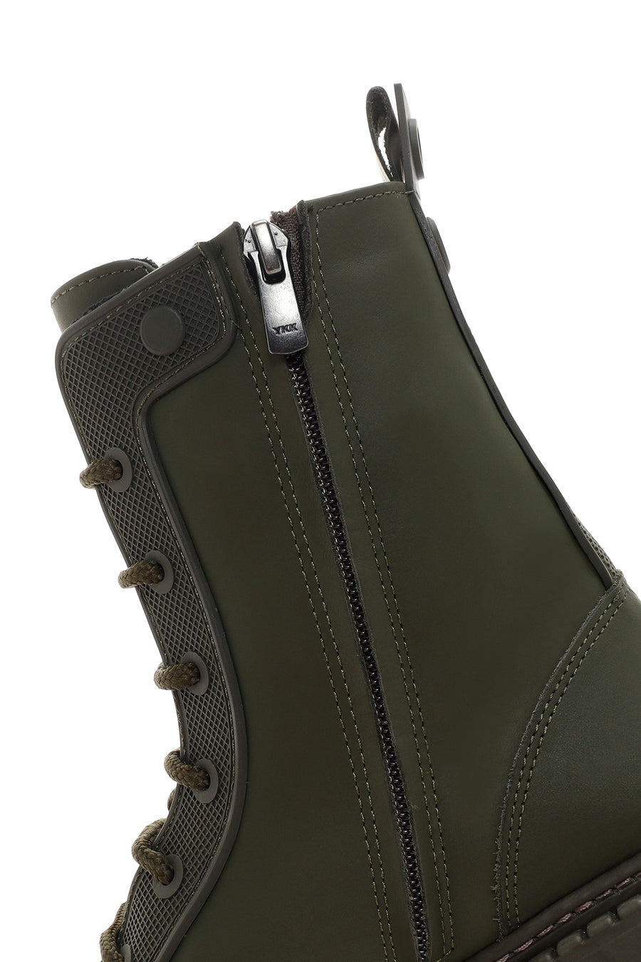 Women's Khaki Thick Soled Zippered Leather Boots