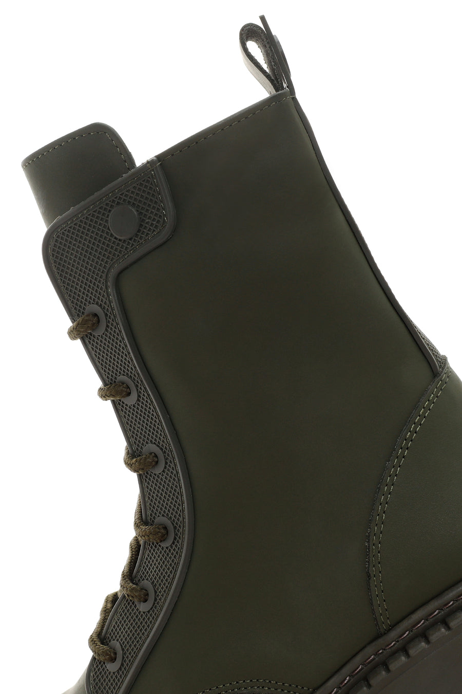 Women's Khaki Thick Soled Zippered Leather Boots