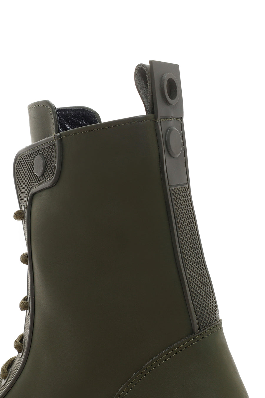 Women's Khaki Thick Soled Zippered Leather Boots