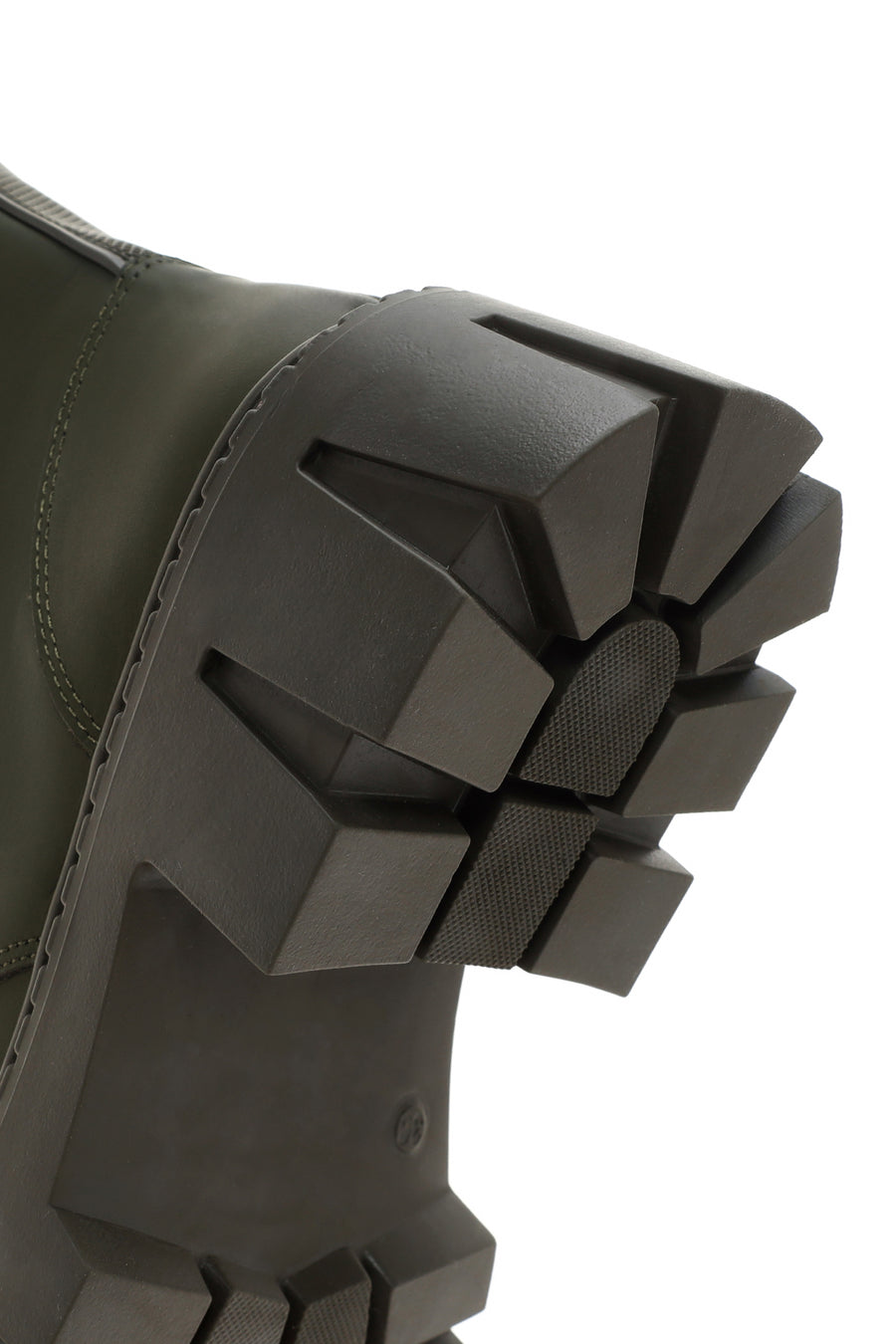 Women's Khaki Thick Soled Zippered Leather Boots