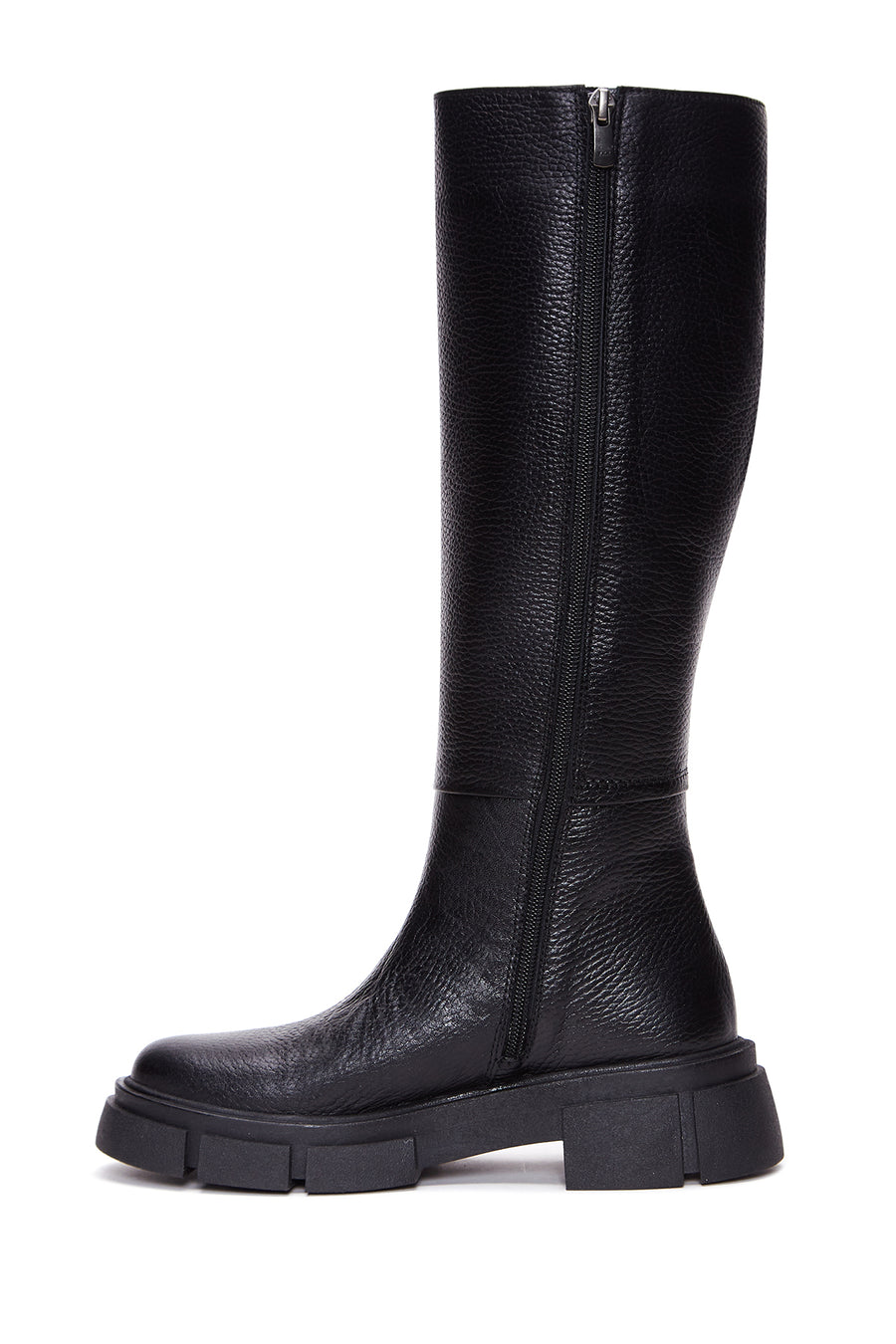 Women's Black Zippered Leather Boots