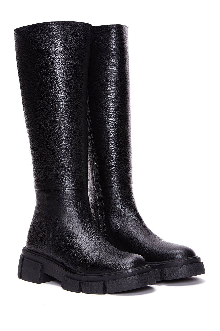 Women's Black Zippered Leather Boots