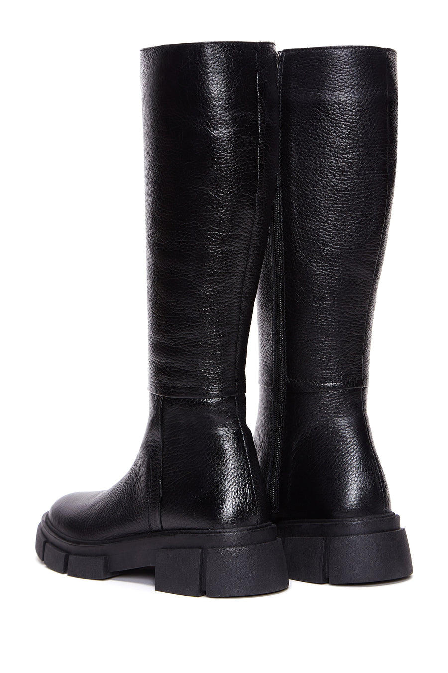 Women's Black Zippered Leather Boots