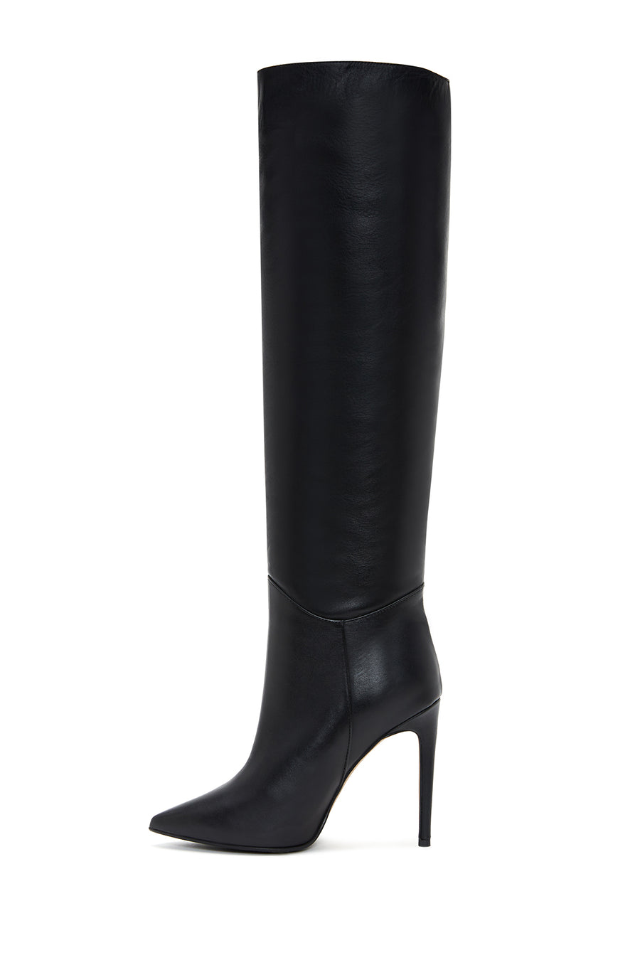 Women's Black Leather Heeled Boots