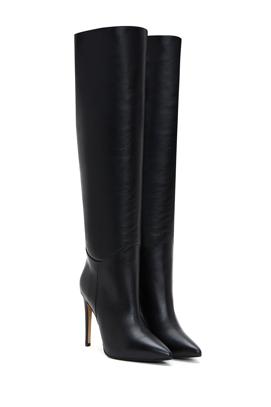 Women's Black Leather Heeled Boots