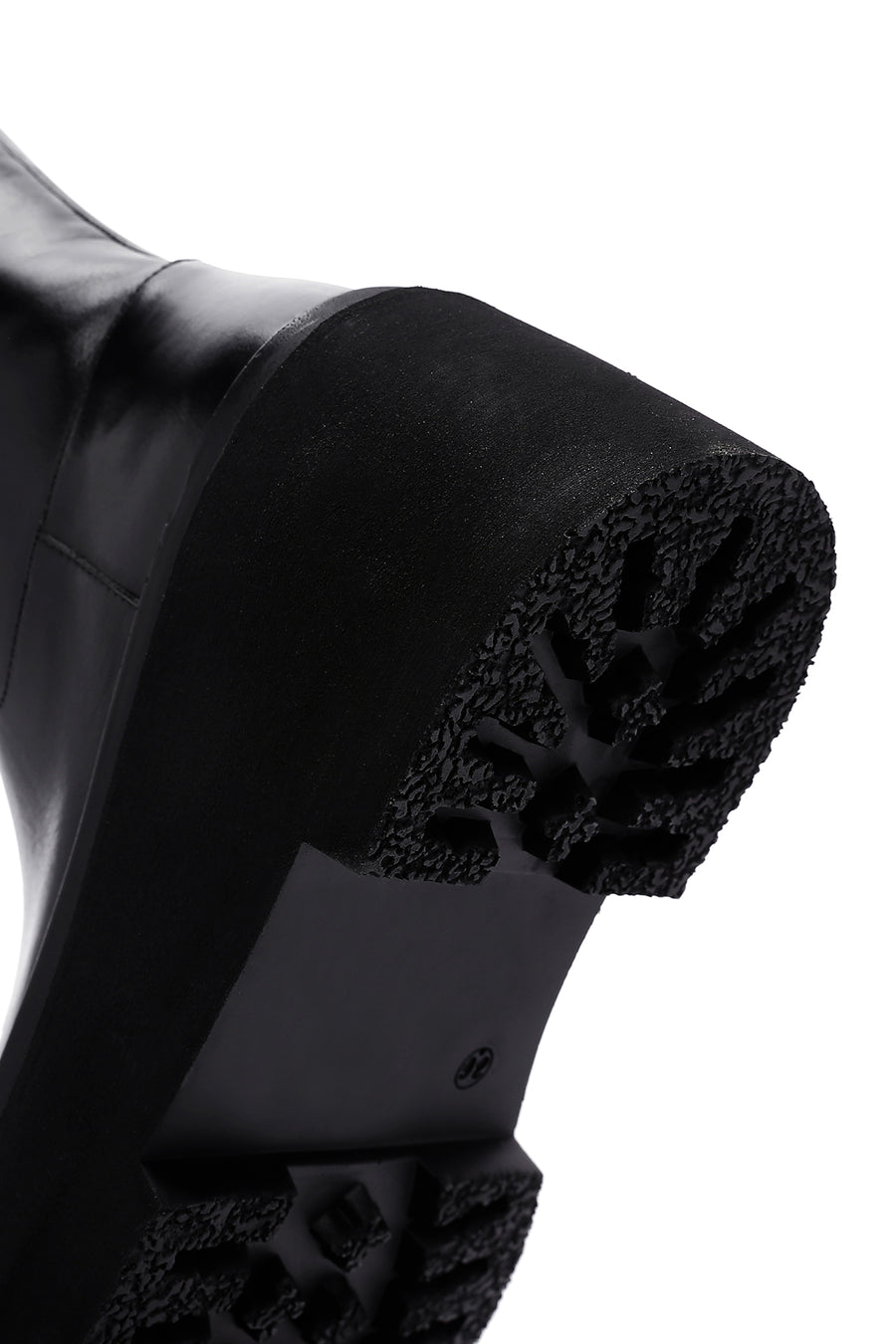 Women's Black Thick Soled Zippered Leather Boots