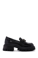 Women's Black Thick Soled Buckle Patent Leather Casual Loafer | Derimod