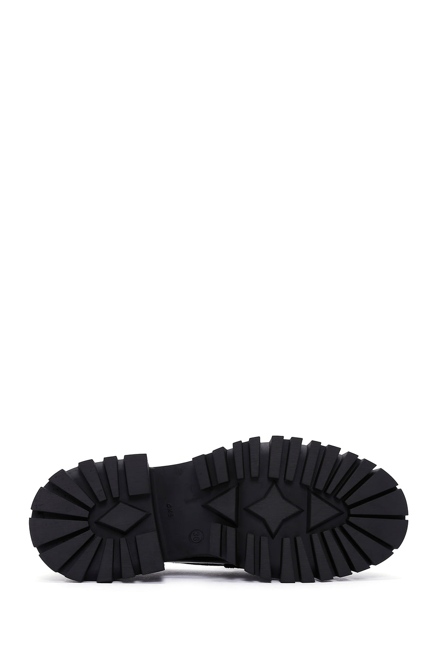 Women's Black Thick Soled Buckle Patent Leather Casual Loafer