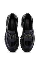 Women's Black Thick Soled Buckle Patent Leather Casual Loafer | Derimod