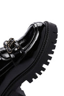 Women's Black Thick Soled Buckle Patent Leather Casual Loafer | Derimod