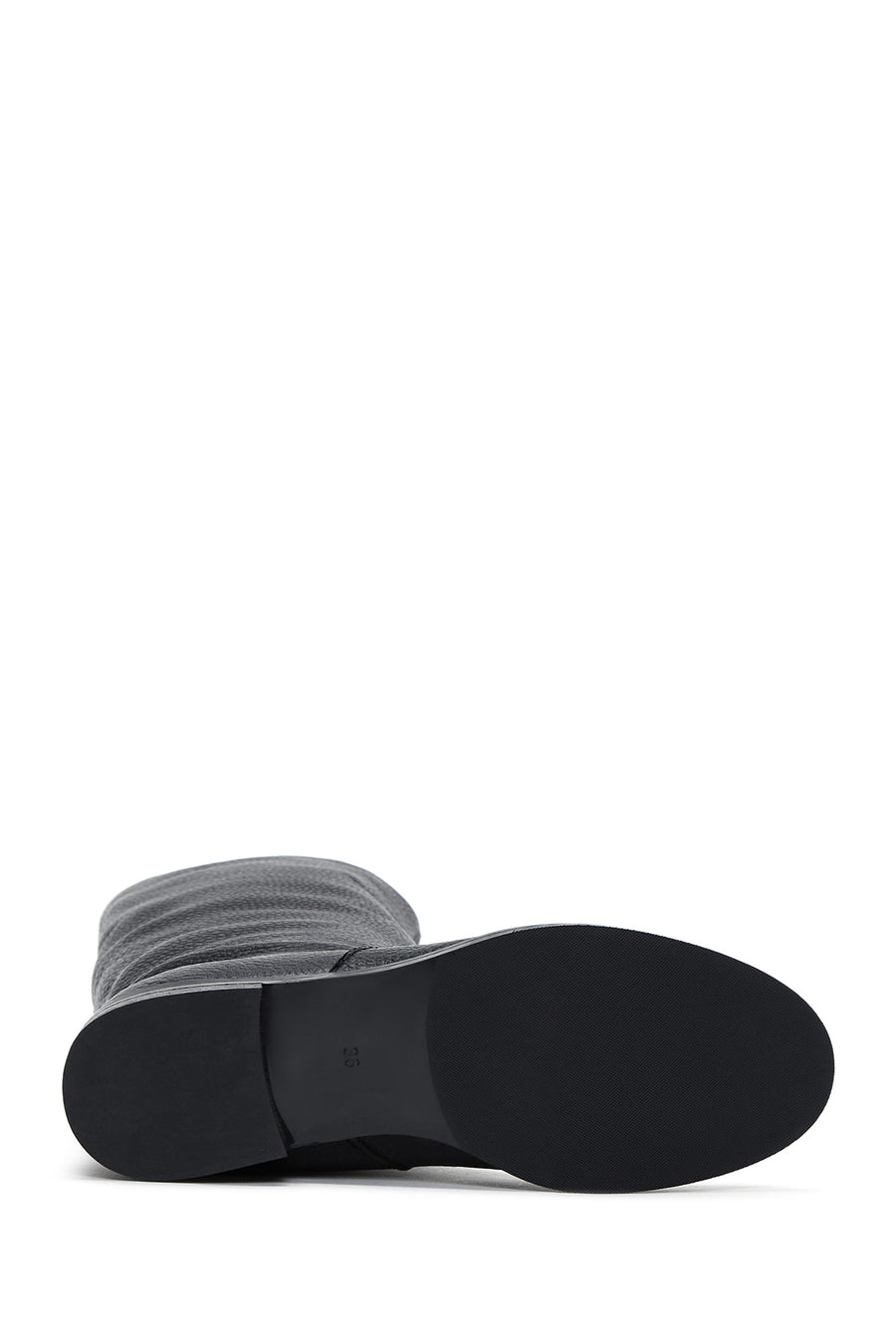 Women's Black Leather Flat Boots