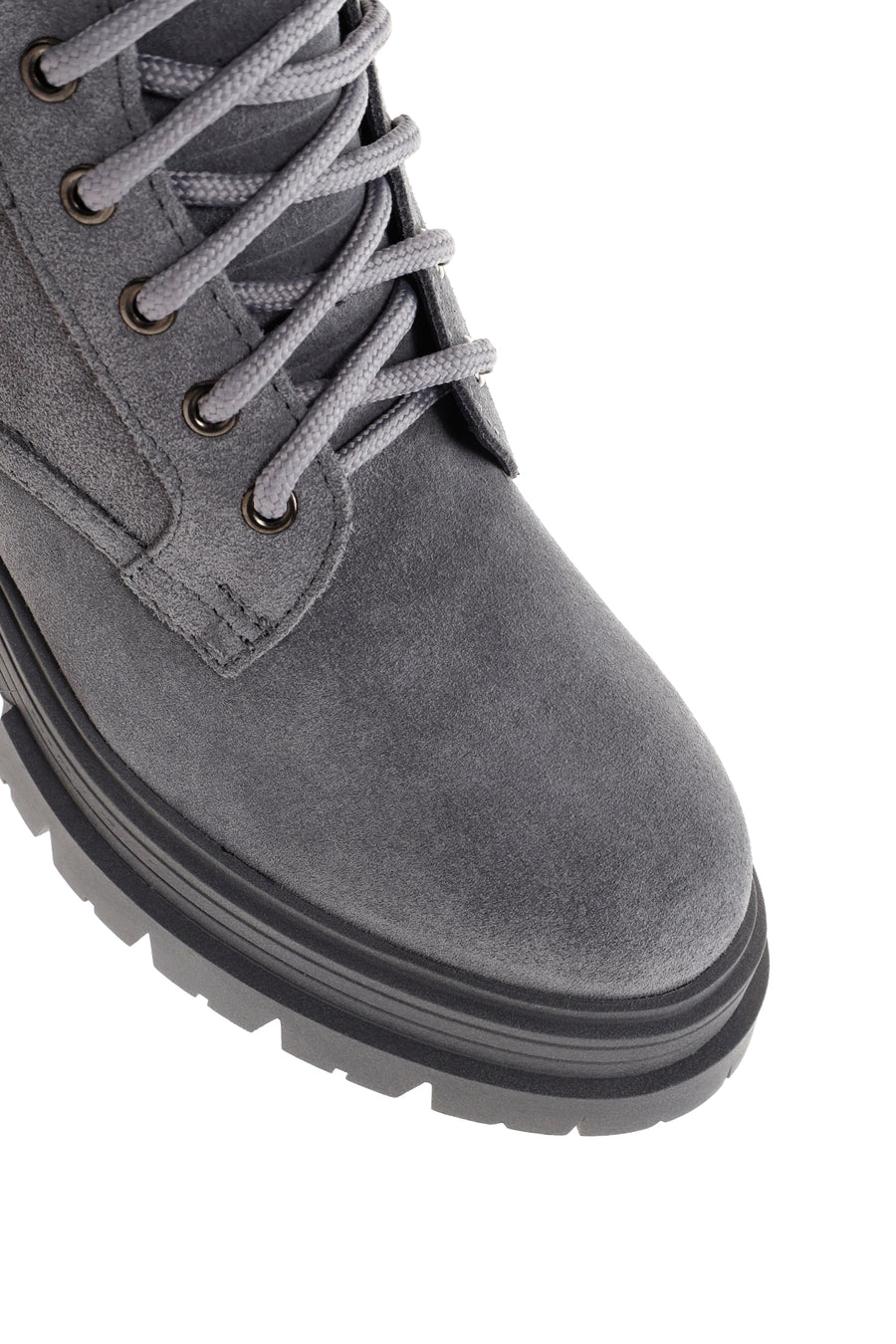 Women's Gray Thick Soled Suede Leather Boots