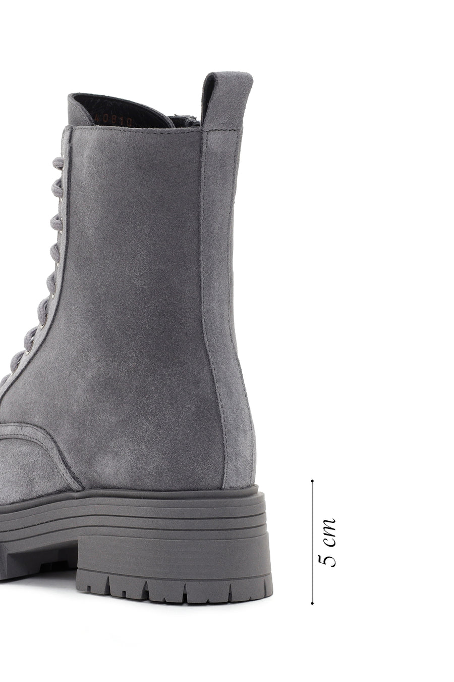 Women's Gray Thick Soled Suede Leather Boots