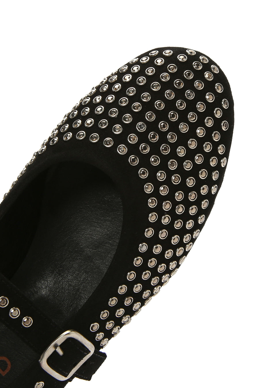 Women's Black Stone Leather Ballerinas