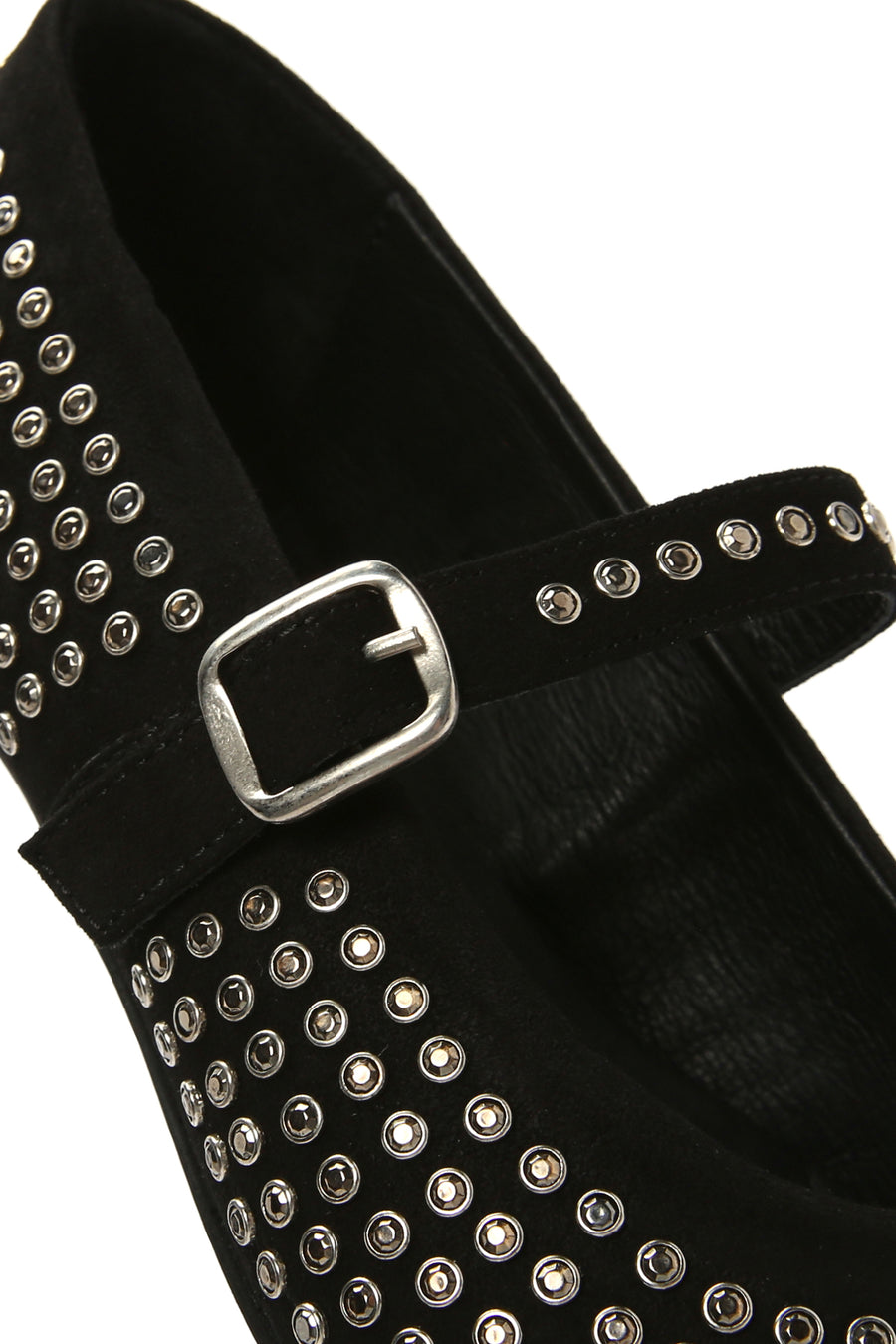 Women's Black Stone Leather Ballerinas