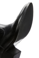 Women's Black Leather Heeled Cowboy Western Boots | Derimod