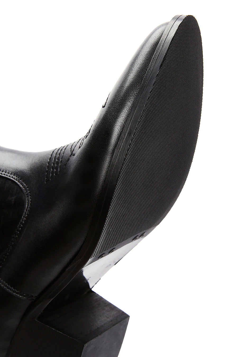Women's Black Leather Heeled Cowboy Western Boots