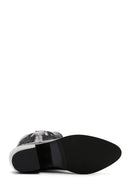 Women's Black Leather Heeled Cowboy Western Boots | Derimod