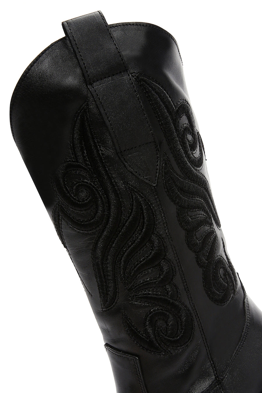 Women's Black Leather Heeled Cowboy Western Boots