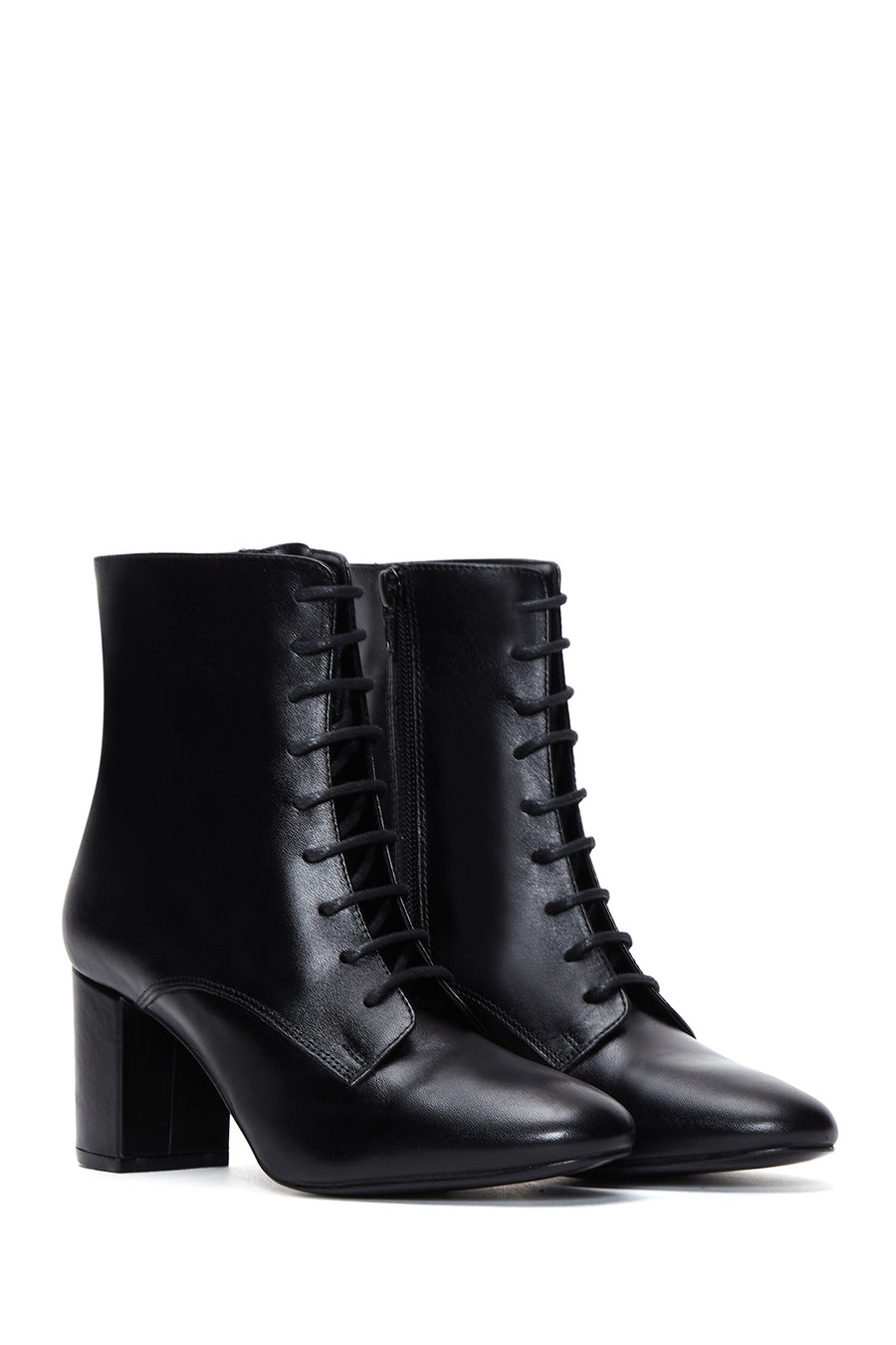 Women's Black Leather Heeled Classic Boots