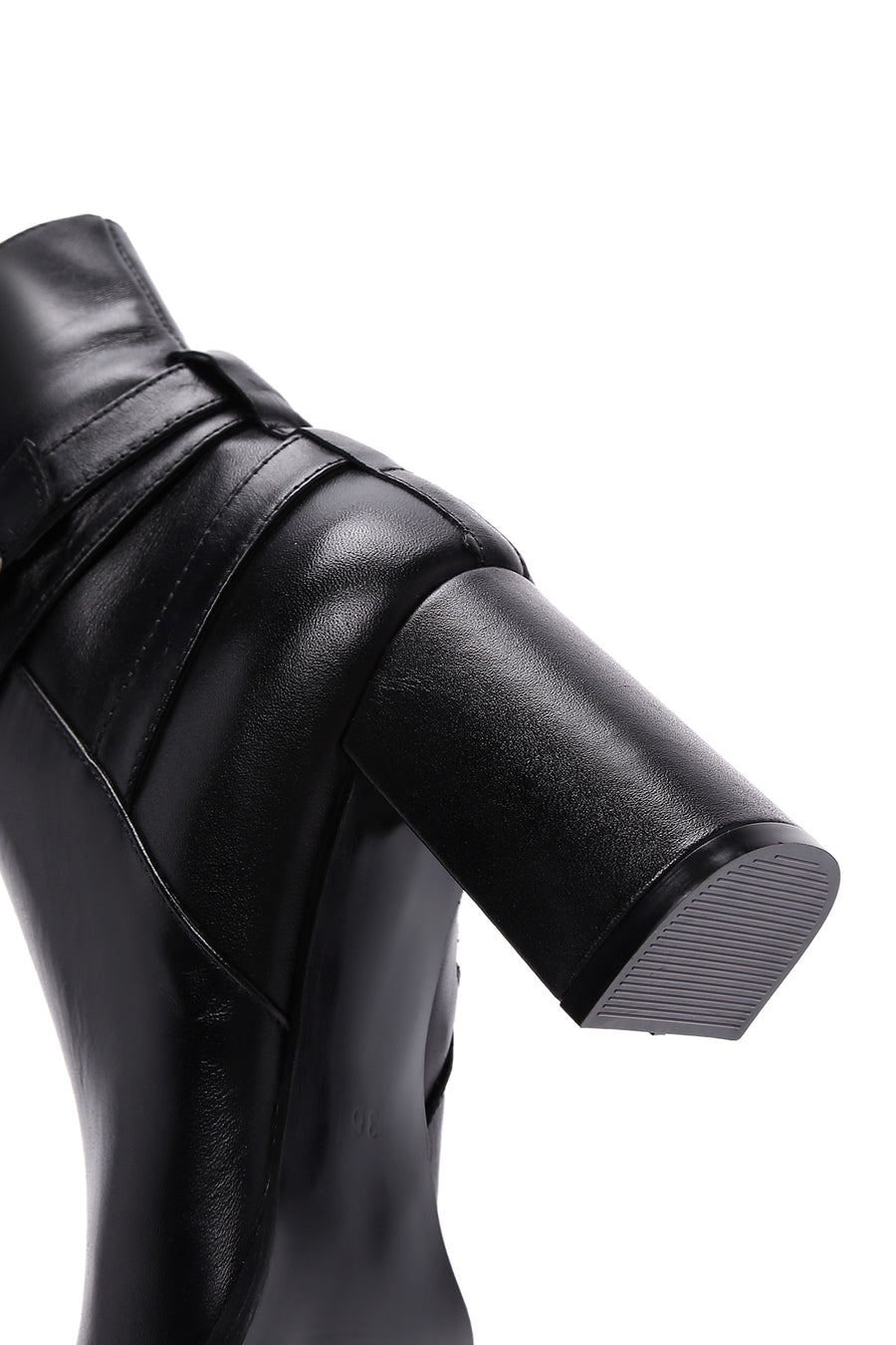 Women's Black Leather Heeled Boots