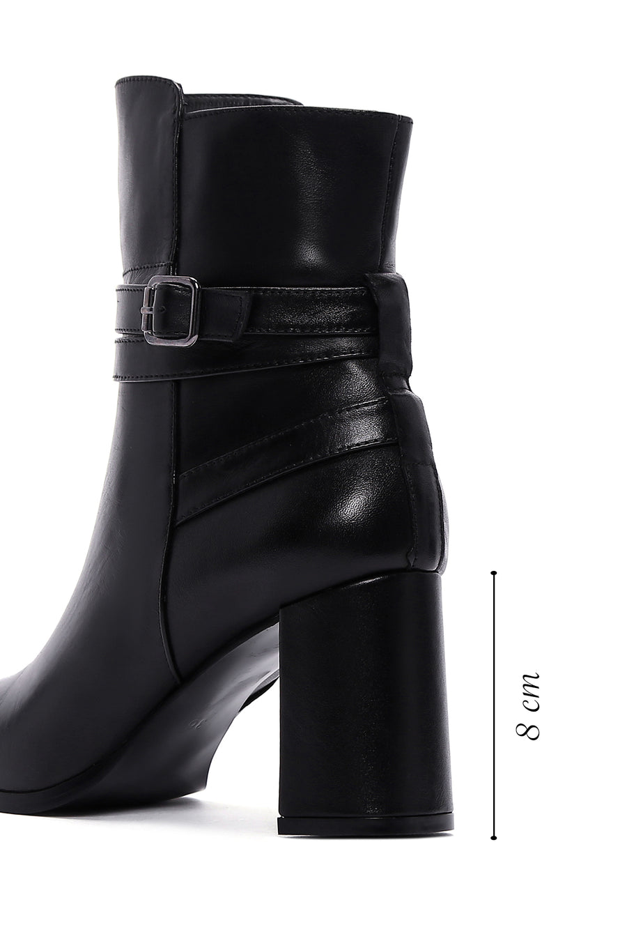 Women's Black Leather Heeled Boots