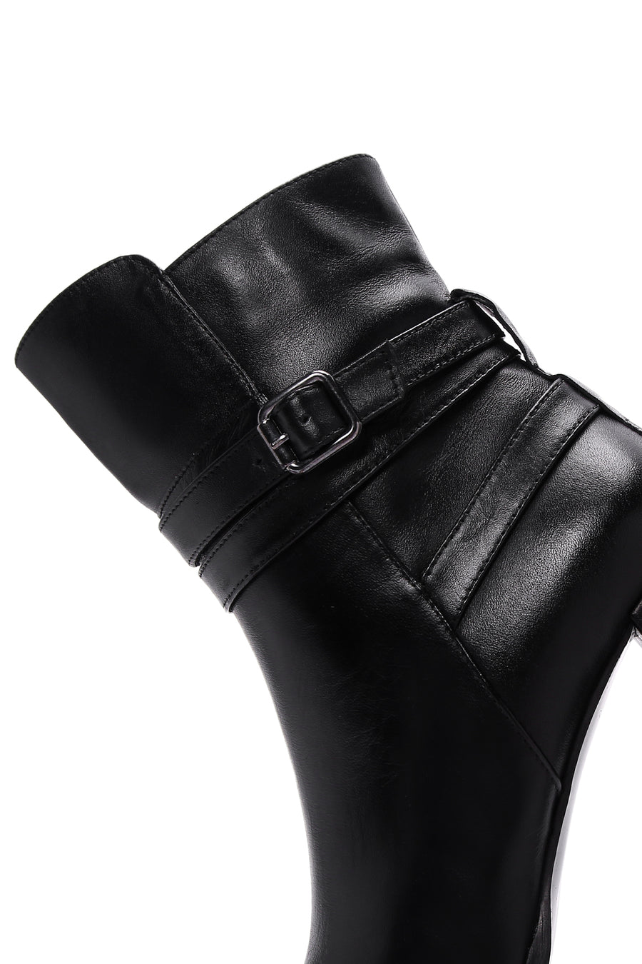 Women's Black Leather Heeled Boots