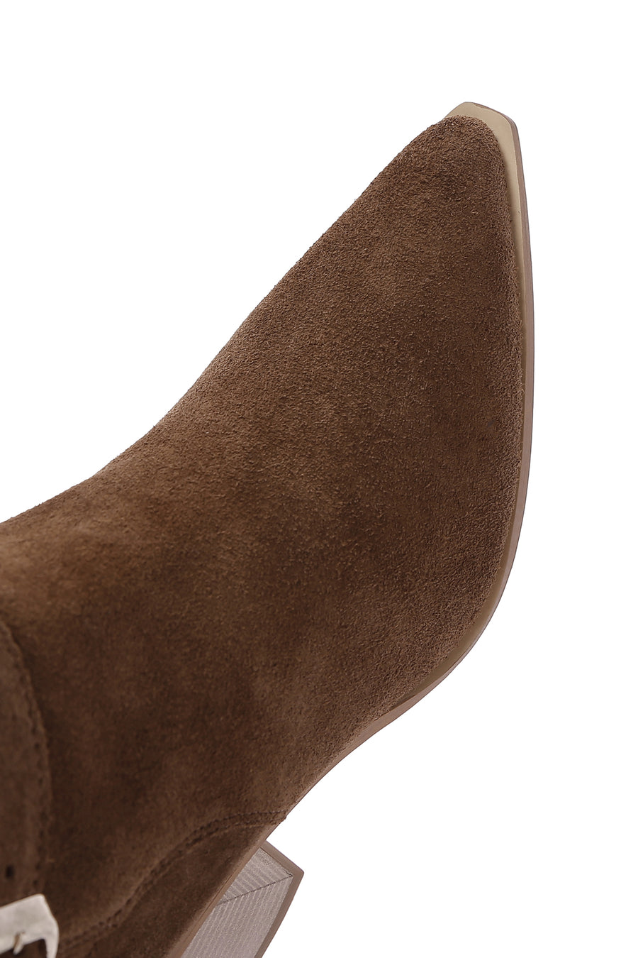 Women's Tan Suede Leather Heeled Boots