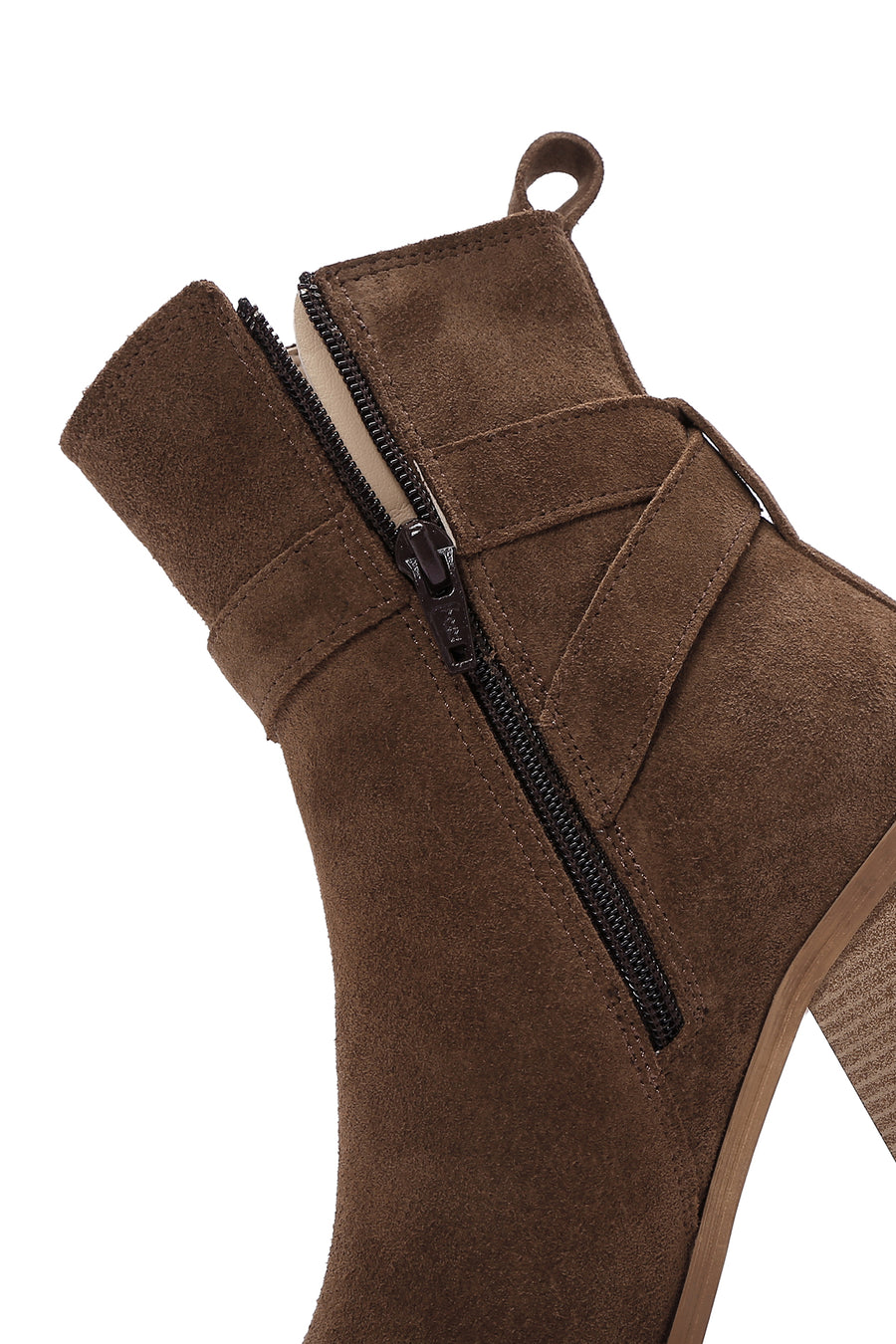 Women's Tan Suede Leather Heeled Boots