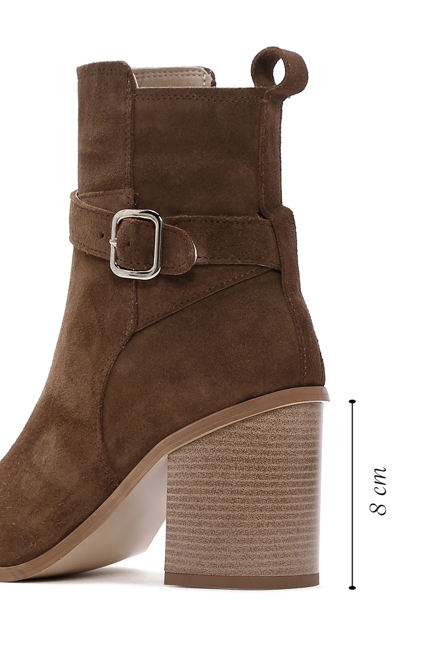 Women's Tan Suede Leather Heeled Boots