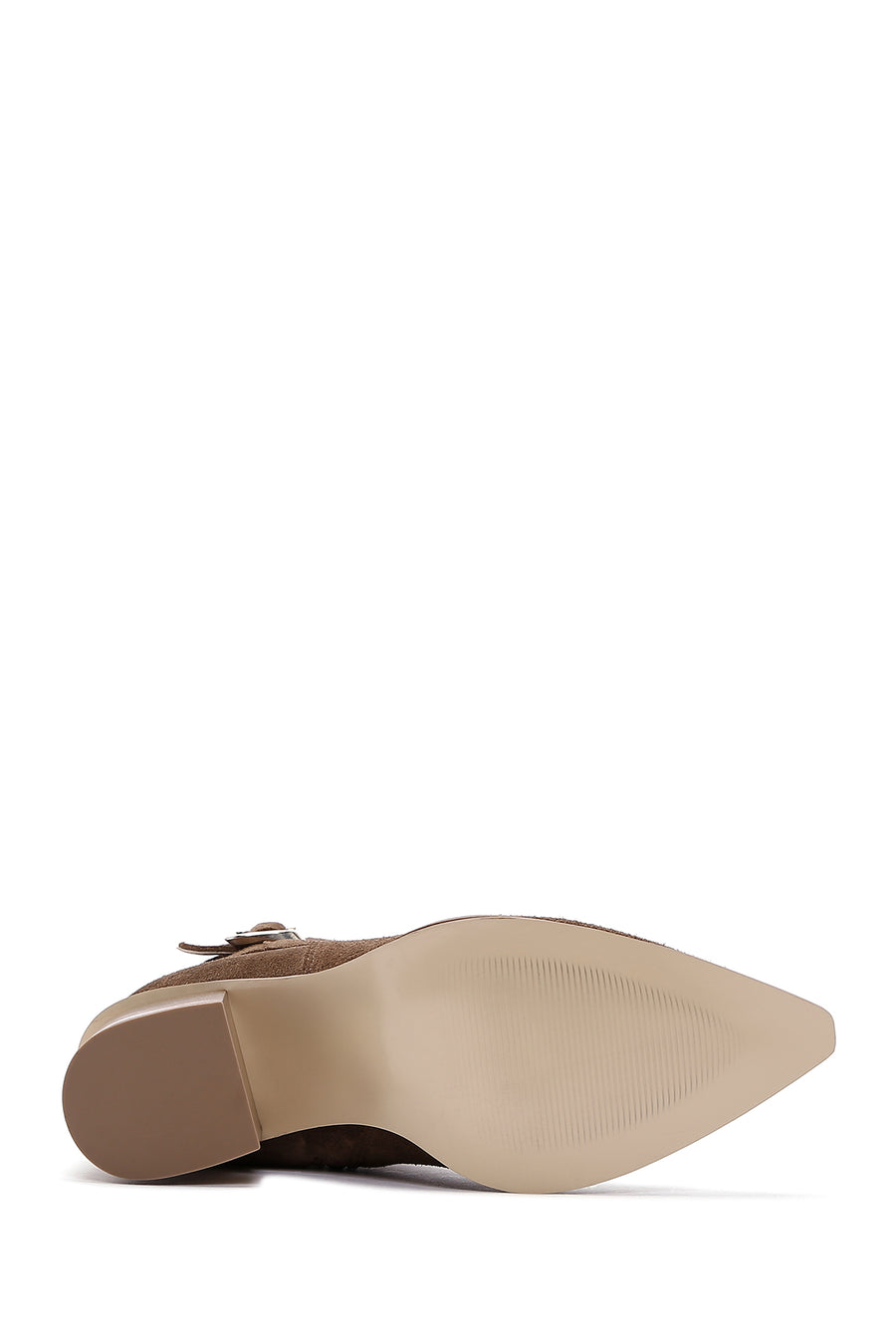 Women's Tan Suede Leather Heeled Boots