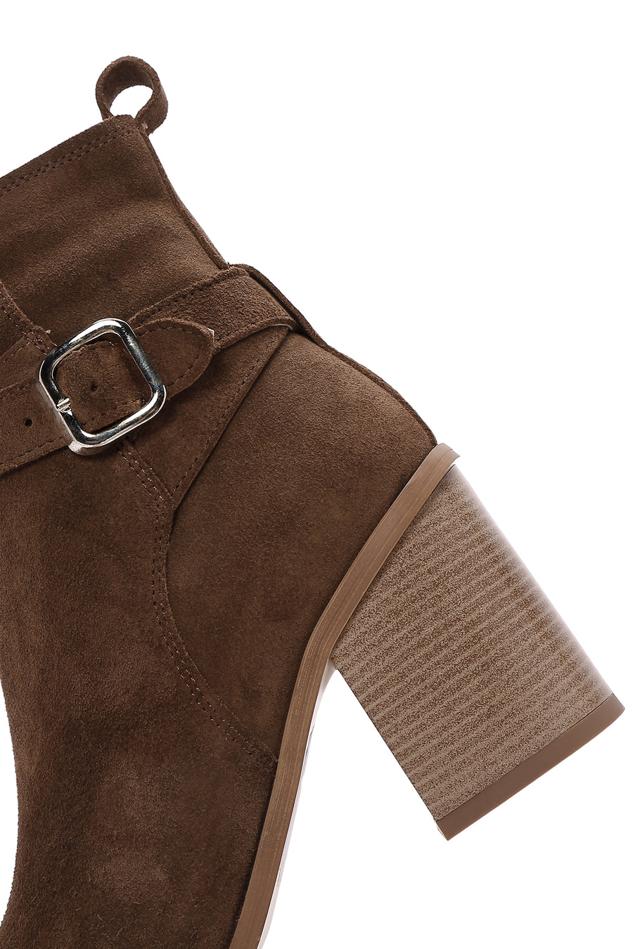 Women's Tan Suede Leather Heeled Boots