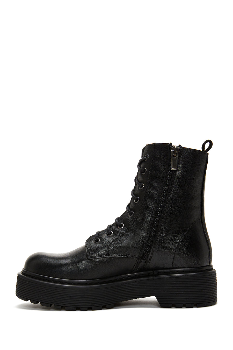 Women's Black Thick Soled Leather Boots