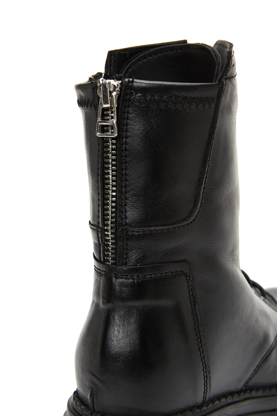 Women's Black Leather Zippered Boots