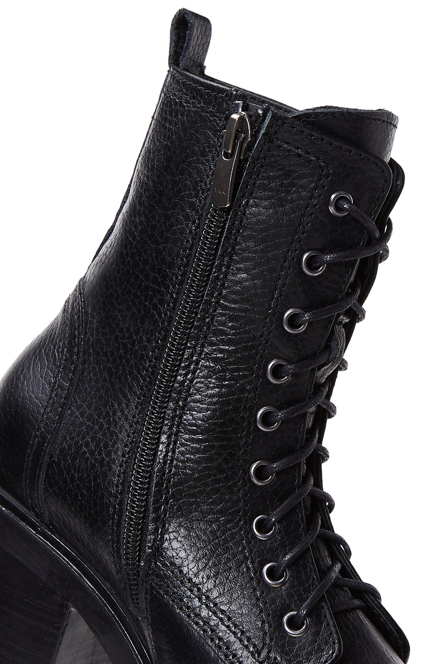 Women's Black Leather Heeled Boots
