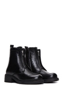 Women's Black Leather Zippered Boots | Derimod