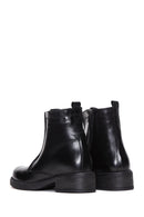Women's Black Leather Zippered Boots | Derimod