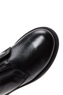 Women's Black Leather Zippered Boots | Derimod