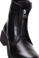 Women's Black Leather Zippered Boots | Derimod